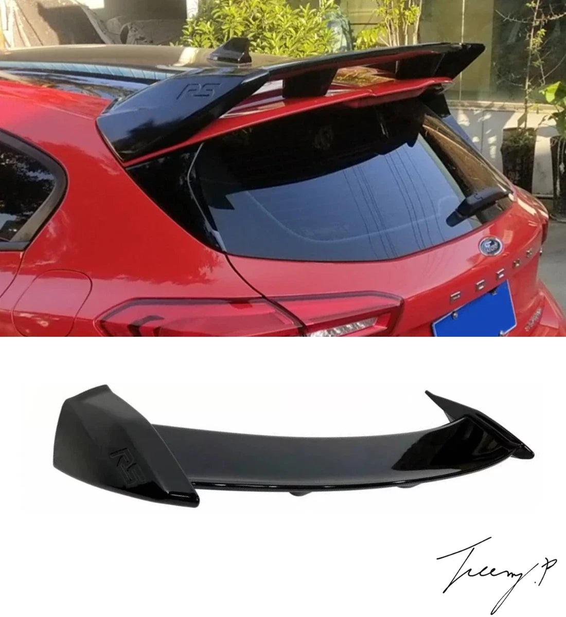 FORD FOCUS HATCHBACK 2019 - 2020 RS STYLE GLOSS BLACK REAR ROOF SPOILER BODYKIT
