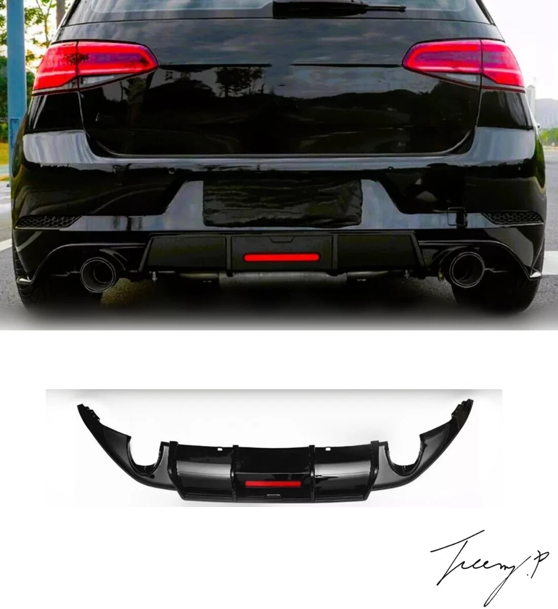 VW Golf 7.5 All Series Rear Diffuser with LED Lights