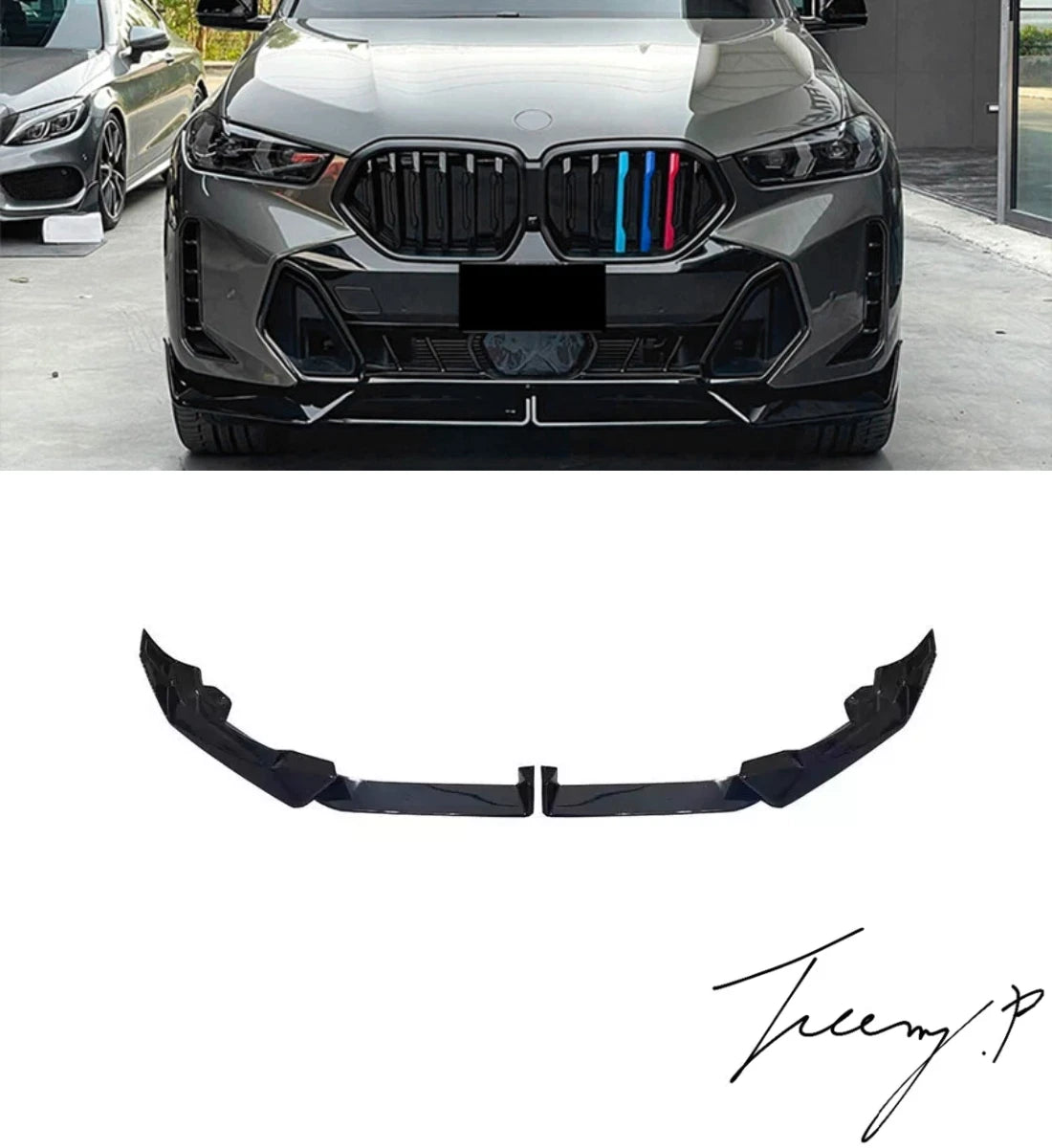 BMW X6 G06 M-Sport (2020-2022) Gloss Black Front Bumper Lip Spoiler Splitters