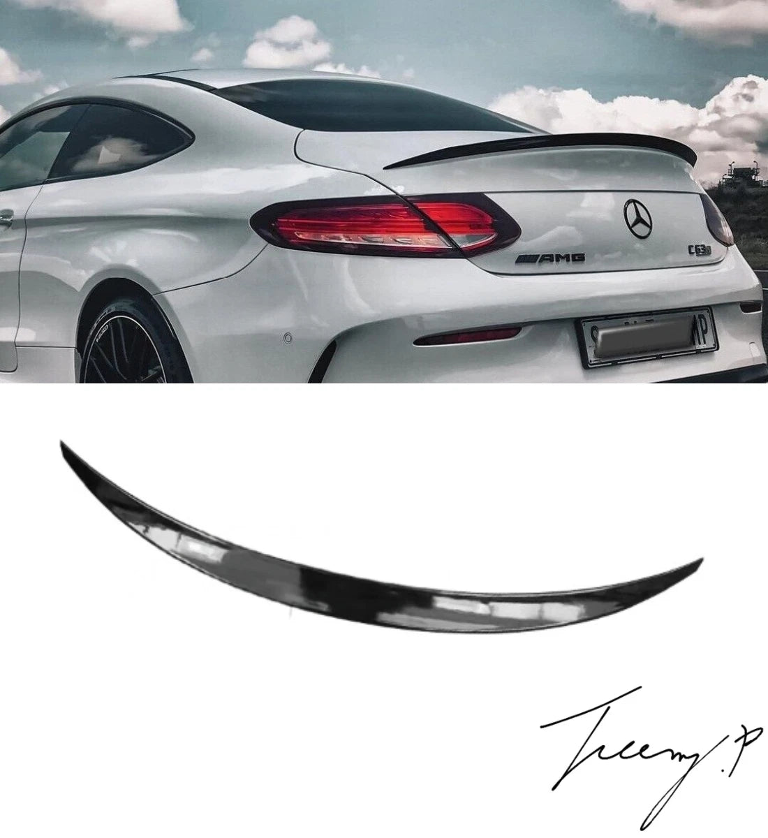 Mercedes Benz C-Class W205 Coupe AMG (2014-2019) Gloss Black Rear Trunk Spoiler