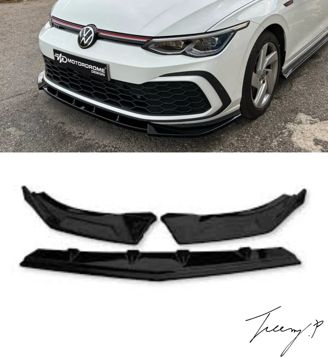VW GOLF MK8 R-LINE (2020+) FRONT LIP SPLITTER SPOILER GLOSS BLACK