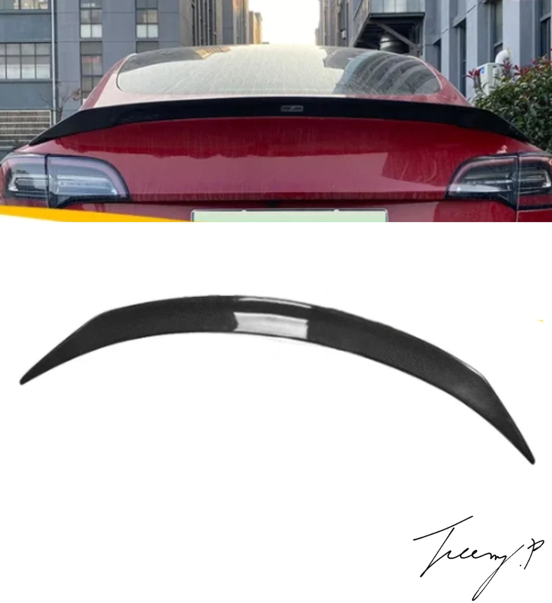 Tesla Model 3 (2017-2022) Taiwan Atomic Style Gloss Black Rear Boot Roof Spoiler