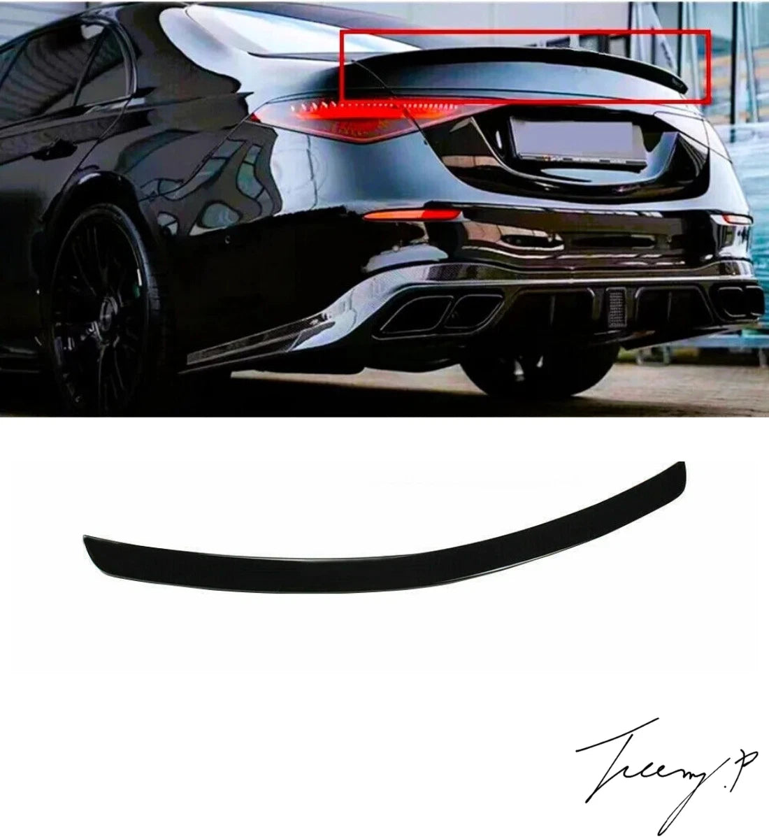 MERCEDES S CLASS W223 2021+ REAR BOOT TRUNK SPOILER WING LIP GLOSS BLACK