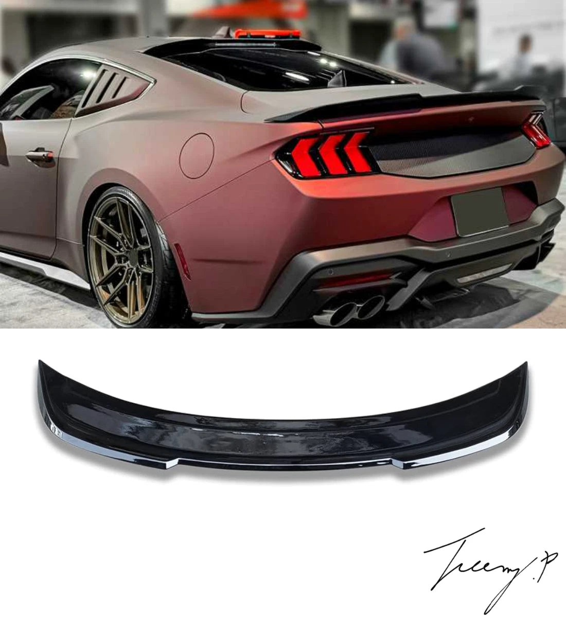 Ford Mustang (2024+) Gloss Black Style 1 Trunk Wing Spoiler