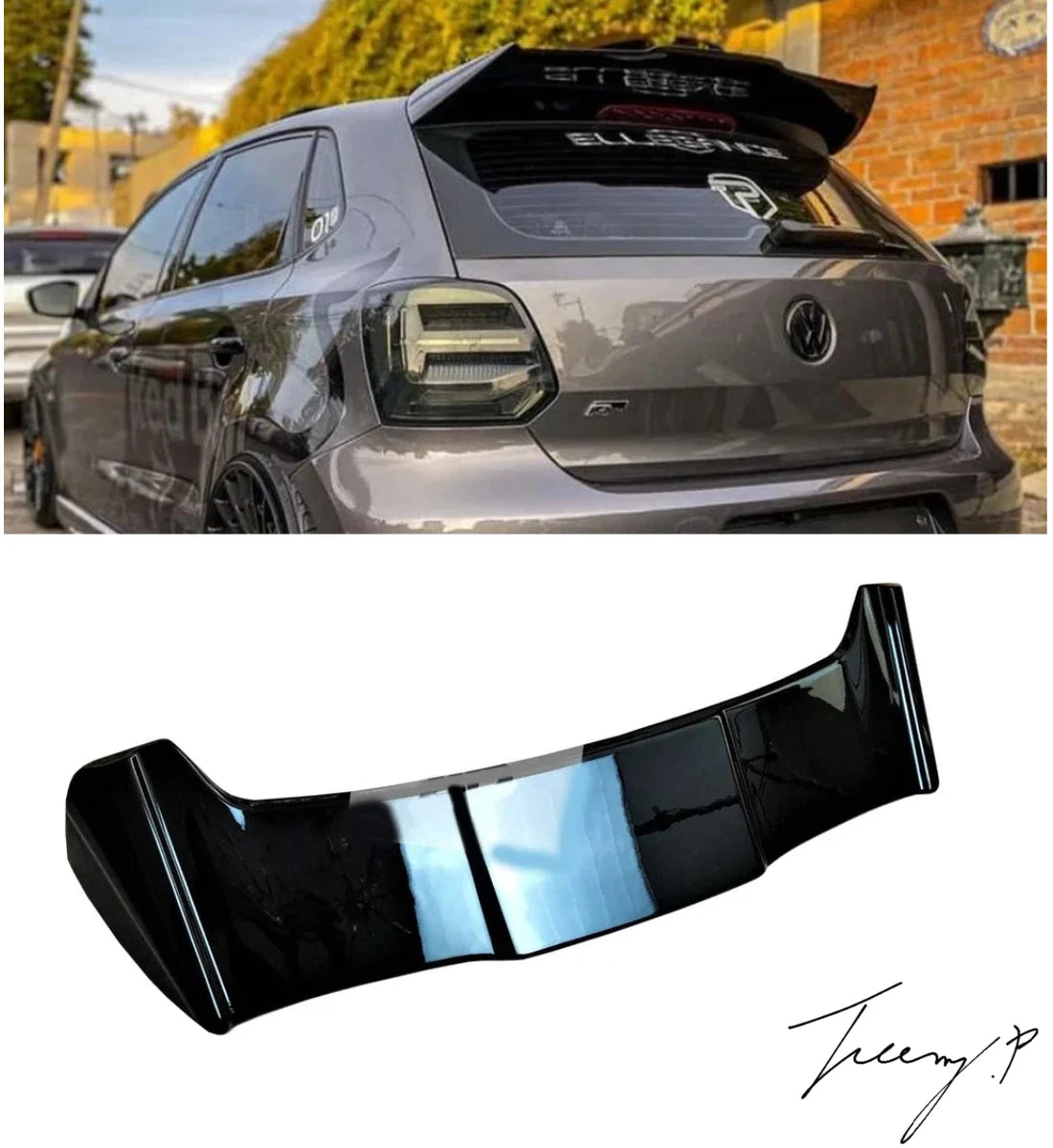 VW POLO 2009 - 2018 BATMAN STYLE REAR SPOILER GLOSS BLACK
