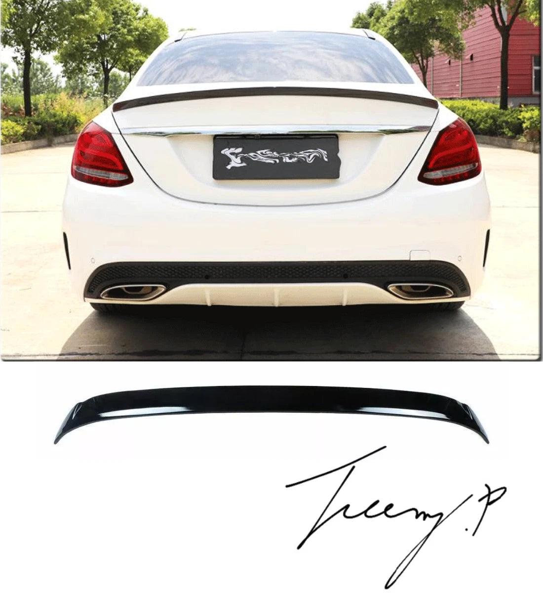 Mercedes C-Class W205 AMG Style Gloss Black Rear Boot Spoiler OEM Fit (2014–2019)