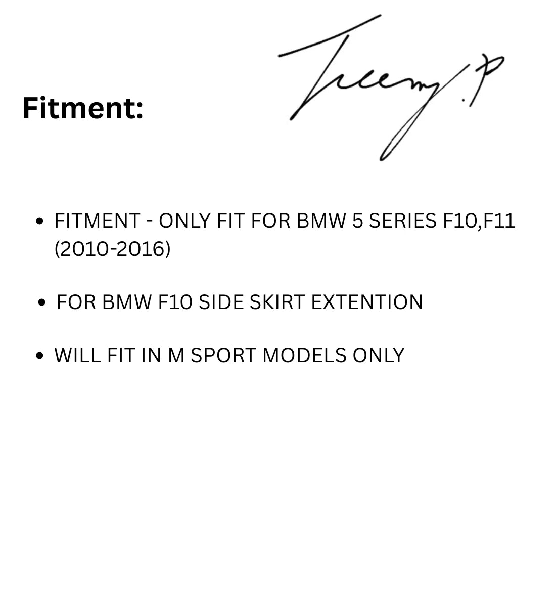 BMW 5 Series F10 F11 (2010-2016) MP Style Side Skirt Extension Gloss Black Blades