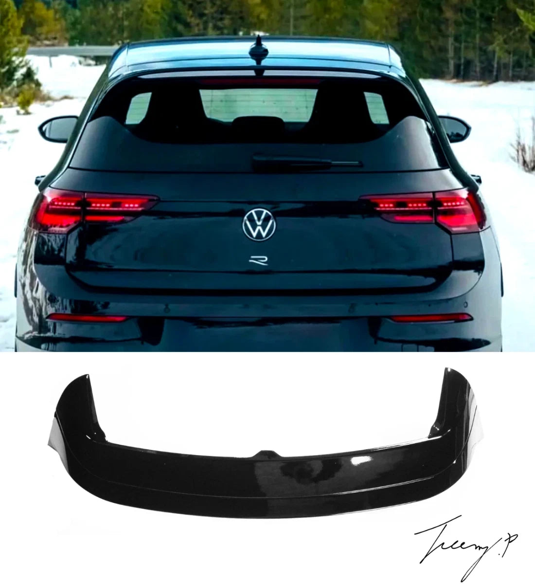 VW Golf MK8 GTI R LINE 2021-2023 Gloss Black CS Clubsport Style Rear Spoiler