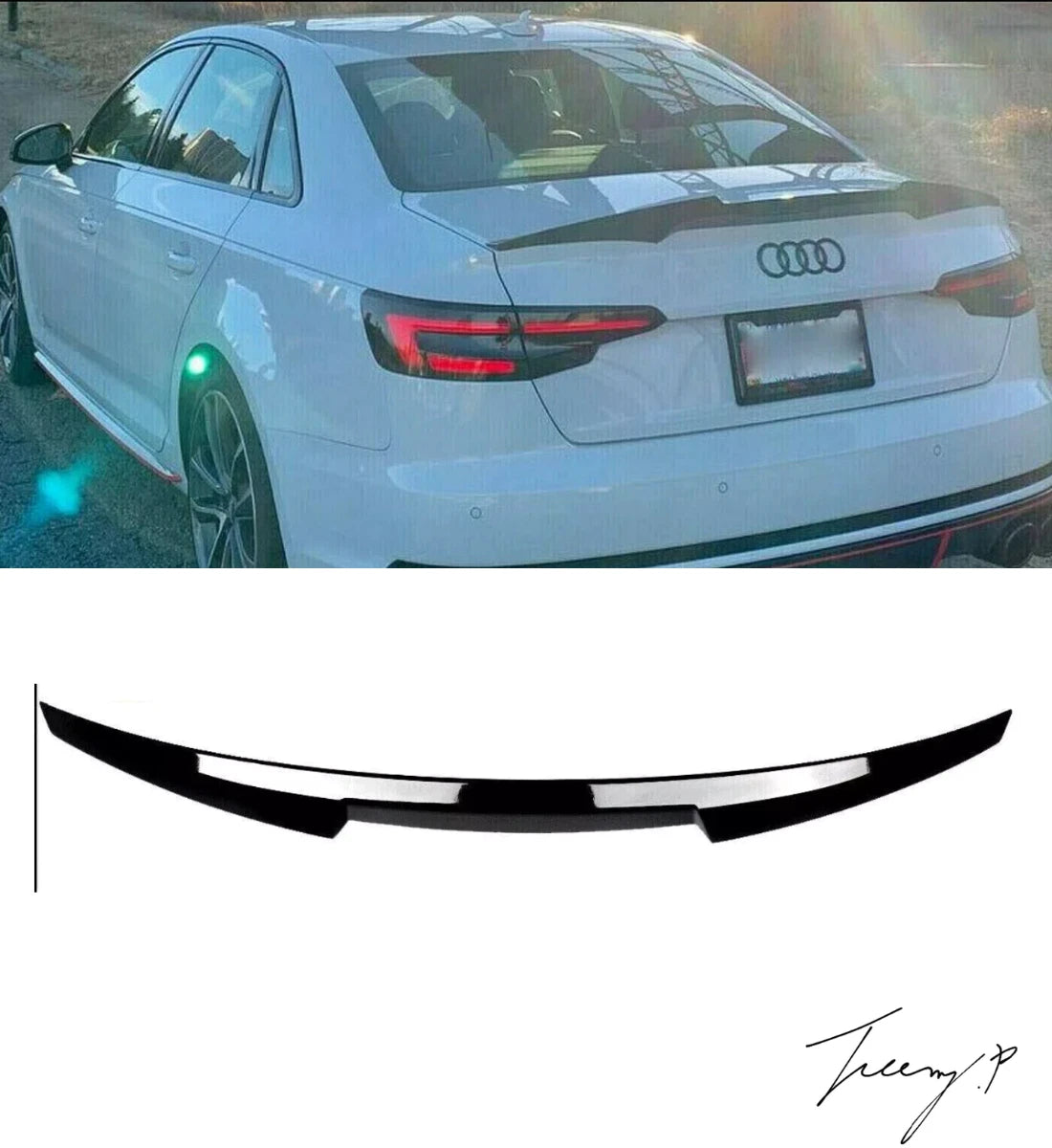 AUDI A4 B9 S Line (2017+) Rear Trunk Lip Spoiler - Glossy Black Boot Spoiler Wing