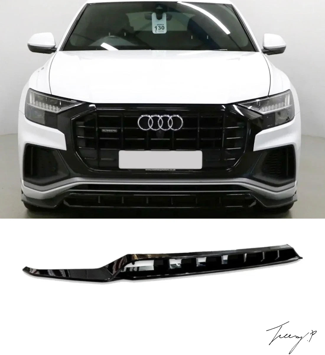 Audi Q8 S Line (2018+) Gloss Black Front Lip Splitter