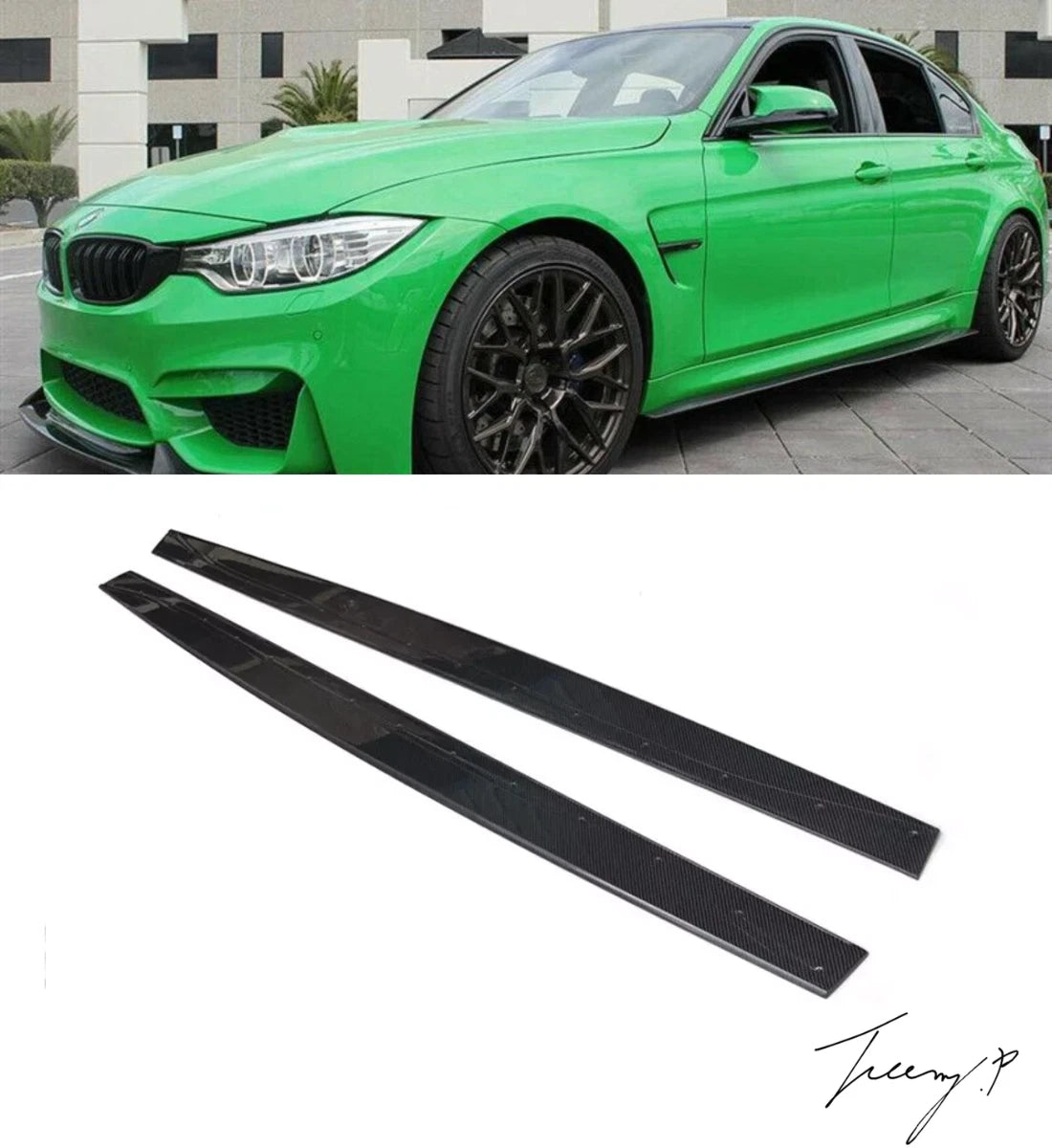 BMW M3/M4 F80/F82 (2014–2019) Performance Style Carbon Fiber Side Skirt Extensions Set