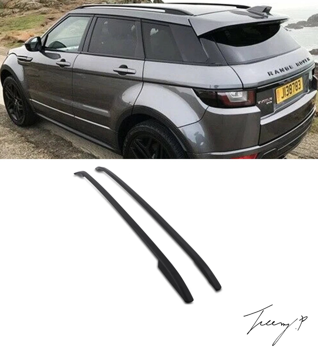 Range Rover Evoque L538 Black Extended Roof Rails Raised Roof Bars Kit (2013-2018)