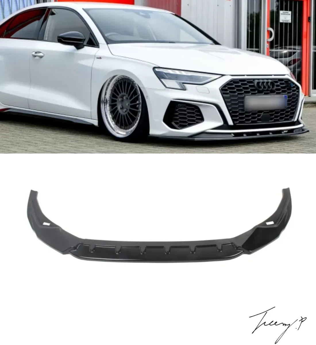 Audi A3 S3 (2020+) 8Y Front Lip Splitter Spoiler - Gloss Black Body Kit Upgrade