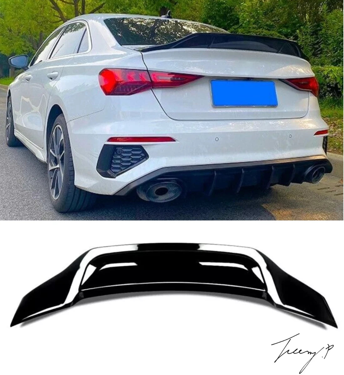 Audi S3 (2020+) 8Y Saloon Rear PSM High Kick Ducktail Boot Spoiler - Gloss Black Upgrade