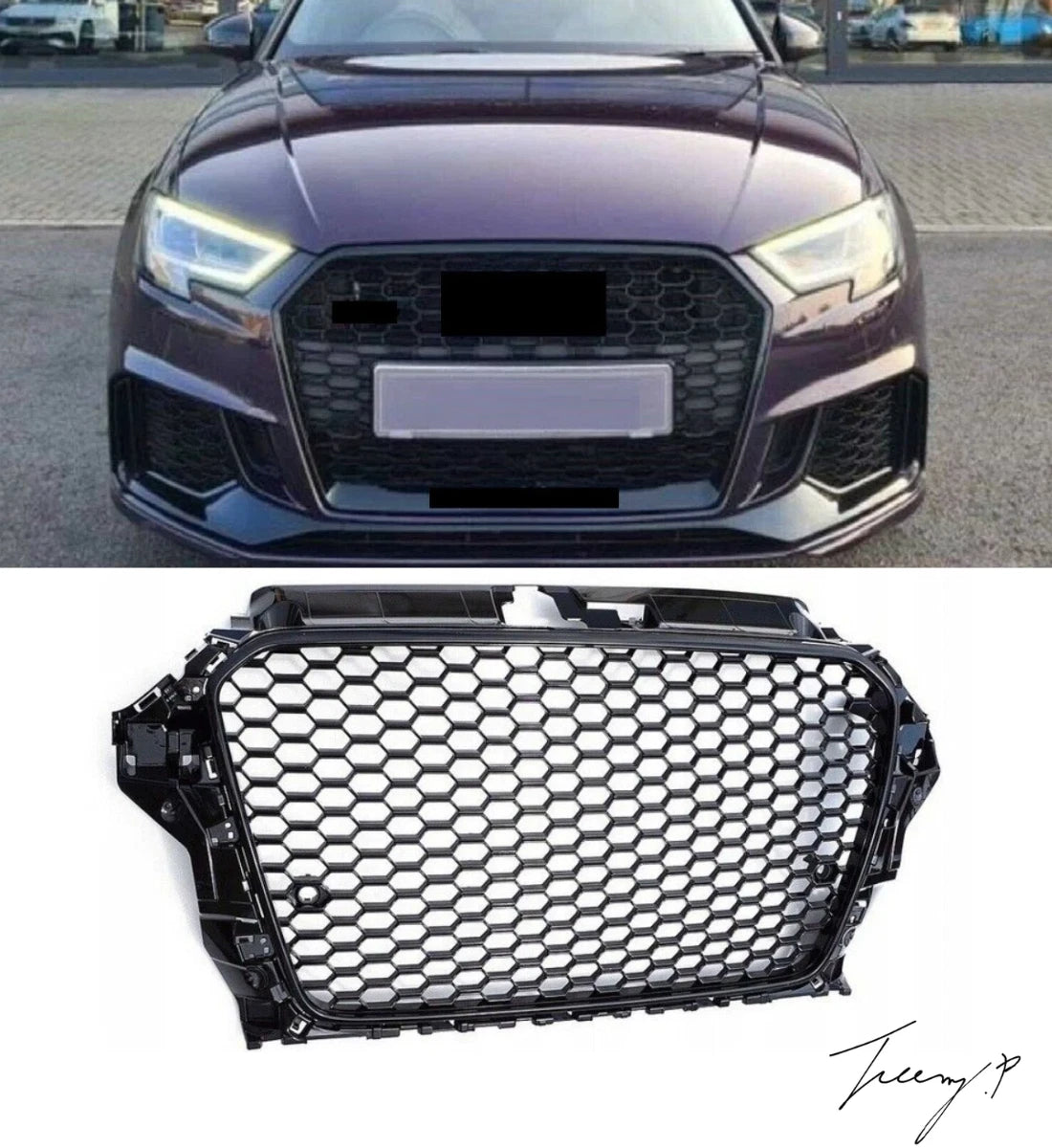 Audi S3 8V 2012 - 2016 RS Style Gloss Black Honeycomb Radiator Bumper Grille