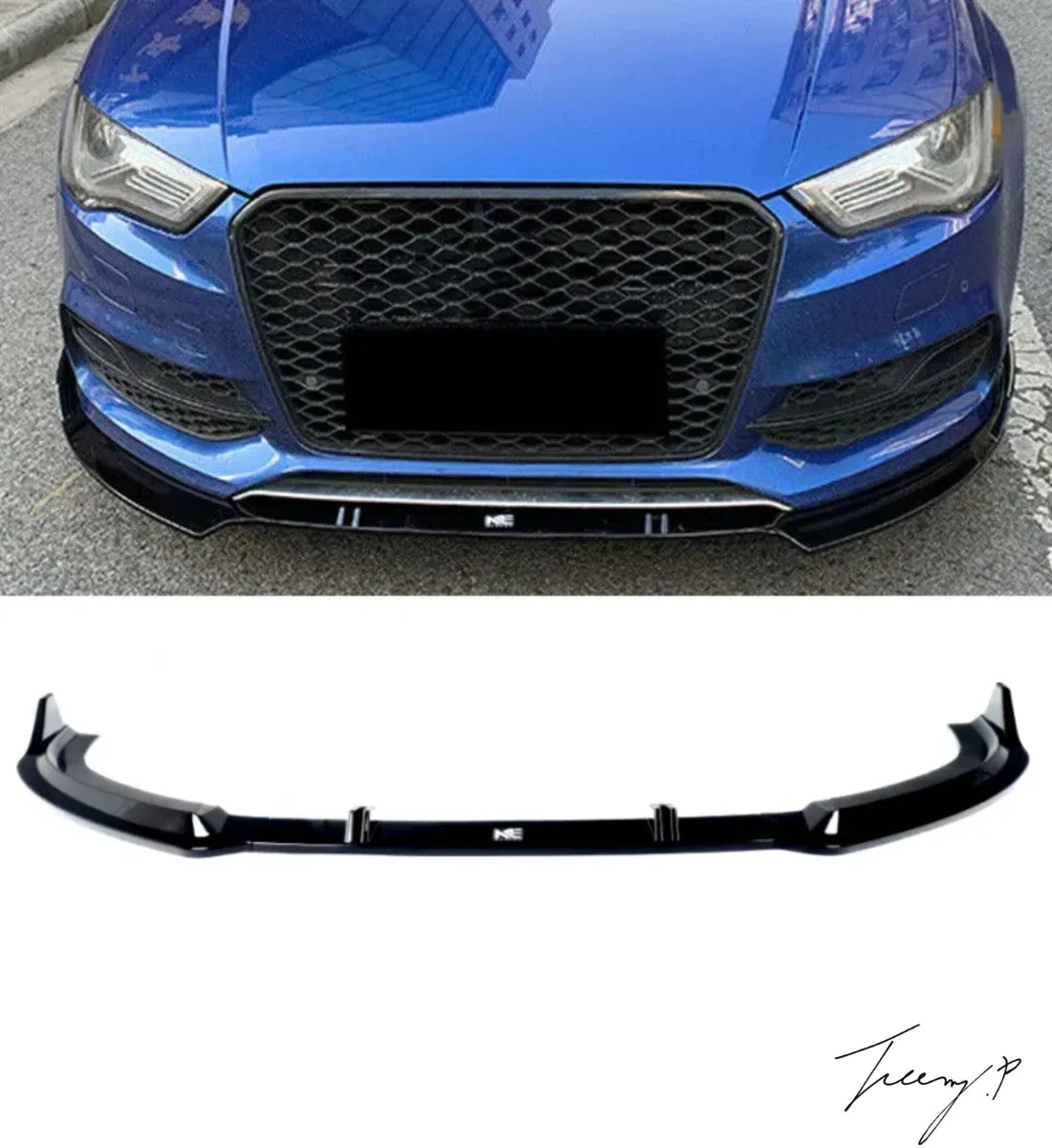 Audi S3 (2013-2016) 8V Front Lip Splitter Spoiler - Gloss Black Body Kit Upgrade