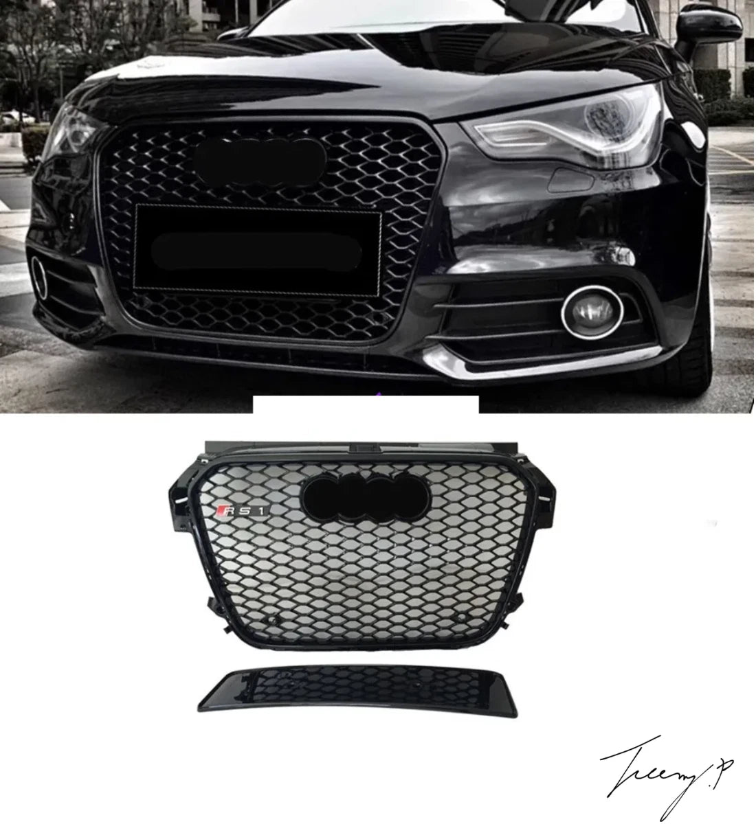 Audi S1 8X 2015 - 2018 RS1 Style Gloss Black Honeycomb Mesh Front Grille