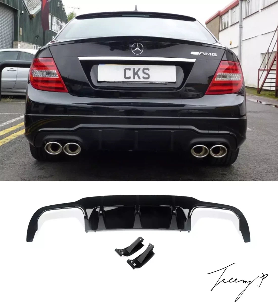 MERCEDES C CLASS W204 C204 2012 - 2015 SPORT REAR BUMPER DIFFUSER
