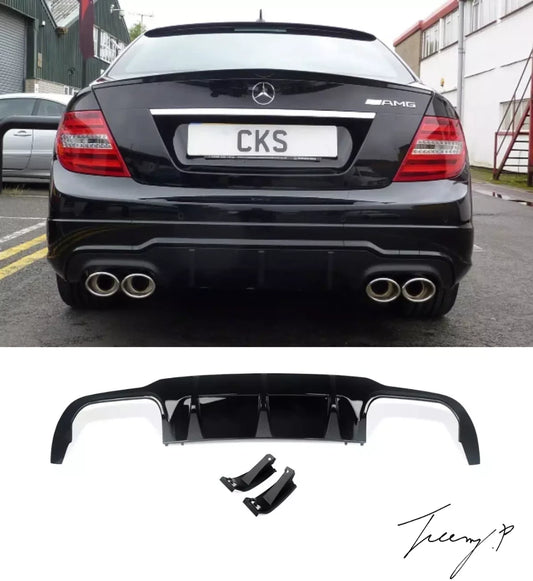 Mercedes C-Class W204/C204 (2012-2015) LCI C63 AMG Style Rear Bumper Diffuser