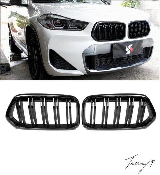 BMW X2 F39 (2018-2023) Gloss Black M Performance Front Radiator Kidney Grilles