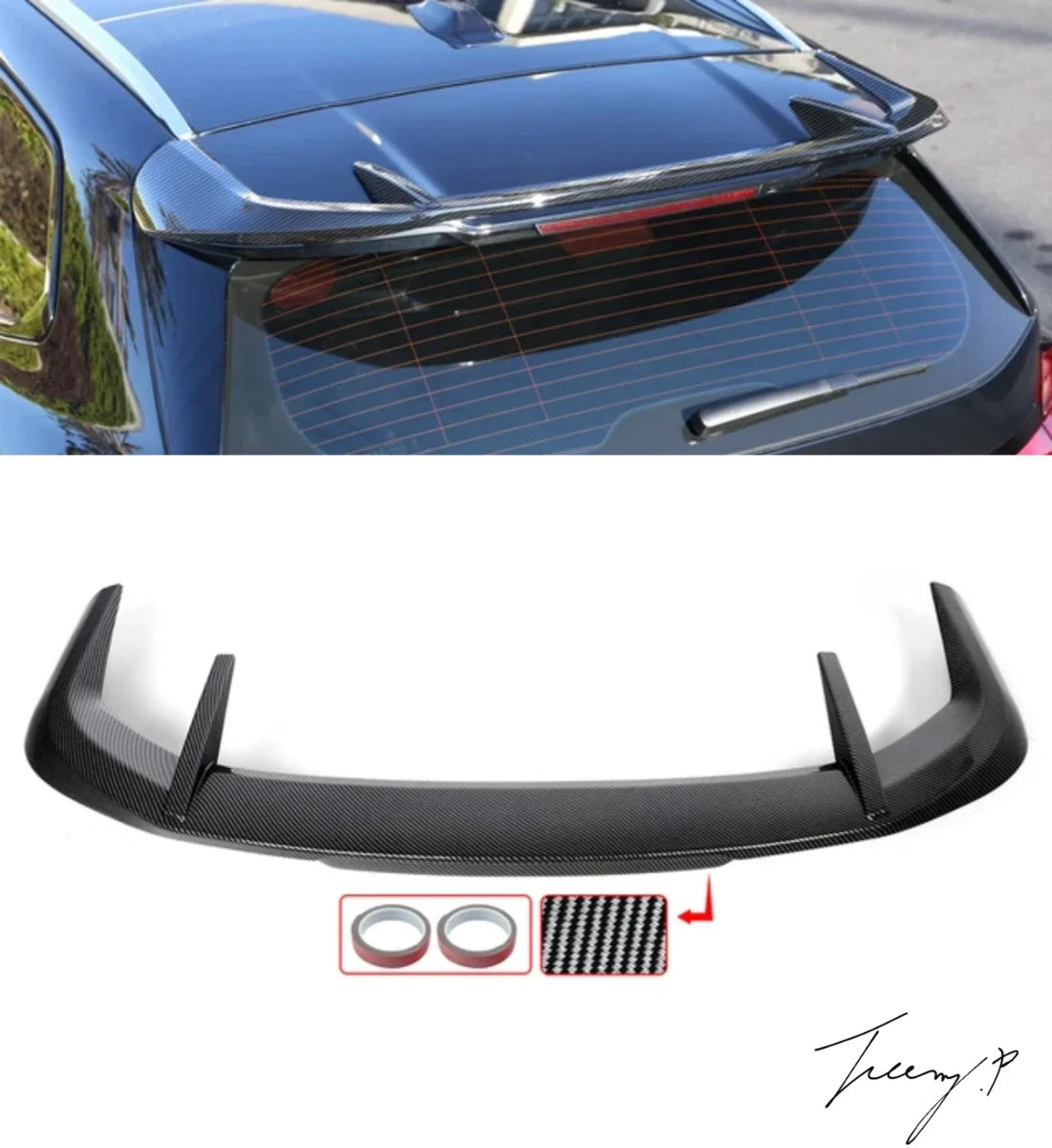 BMW X1 U11 2022 - 2024 GLOSS CARBON EFFECT M PERFORMANCE REAR ROOF SPOILER WING LIP