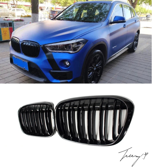 BMW X1 F48 (2016-2019) Gloss Black Dual Slat Kidney Grille Grill M Performance