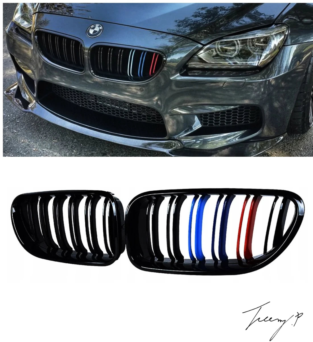 BMW 6 Series F12 F13 F06 M6 (2012-2018) Gloss Black M Color Front Kidney Grille