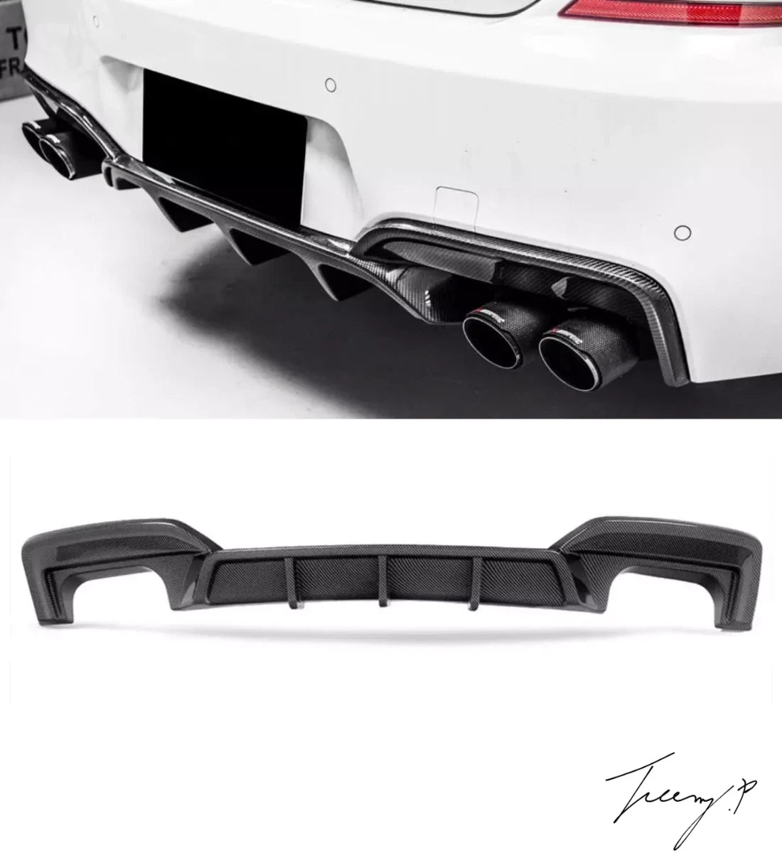 BMW 6 Series F06 F12 F13 M Sport (2012-2018) Gloss Carbon Effect Rear Bumper Diffuser