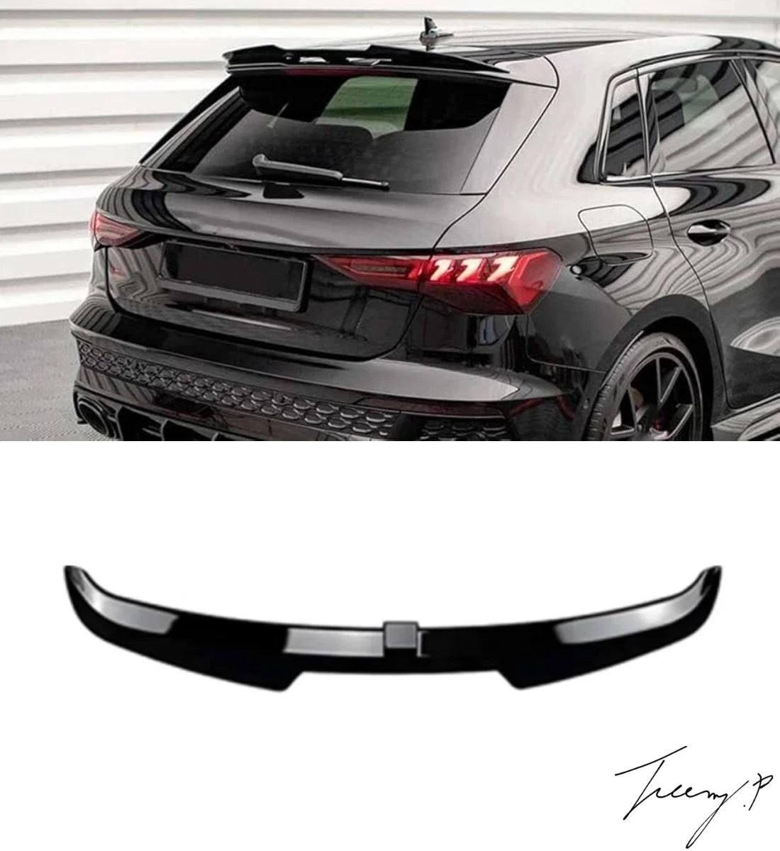 Audi A3 8Y S-Line Hatchback (2021+) Gloss Black Rear Boot Spoiler
