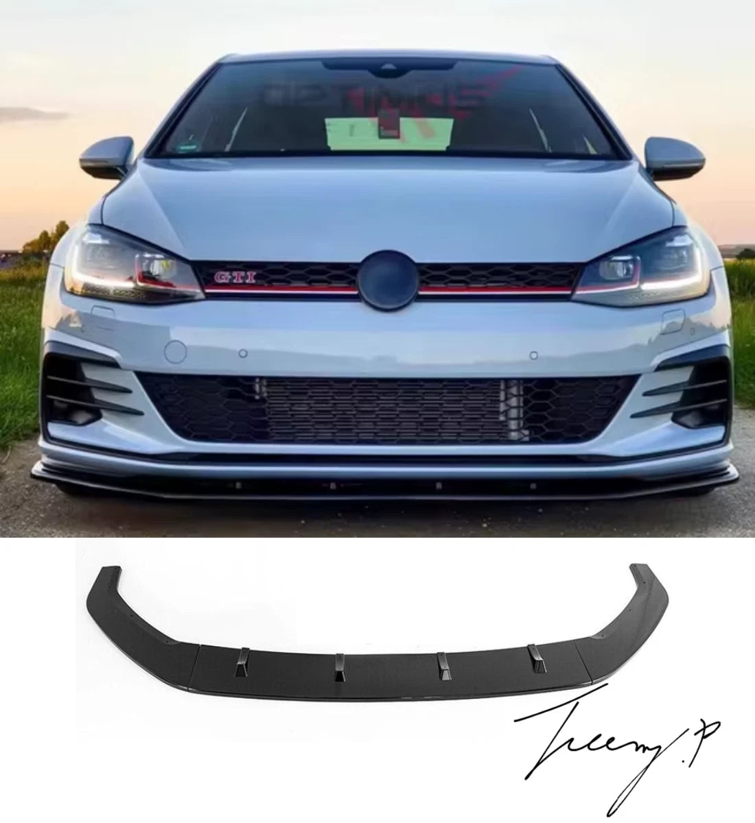 VW Golf MK7 MK7.5 (2013–2020) R GTD GTI GTE R Line Gloss Black Front Splitter Lip
