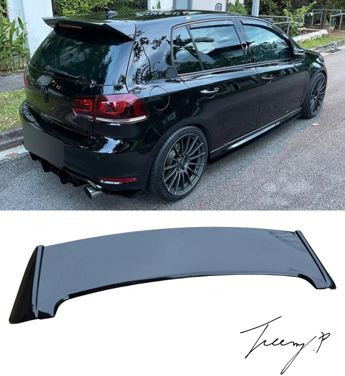 VW Golf MK6 GTI GTD Golf (2008-2013) Osir Style Rear Roof Spoiler  Glossy Black