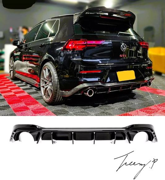 VW Golf MK8 GTI 2020-2023 Rear Gloss Black Valance Diffuser Lip Spoiler
