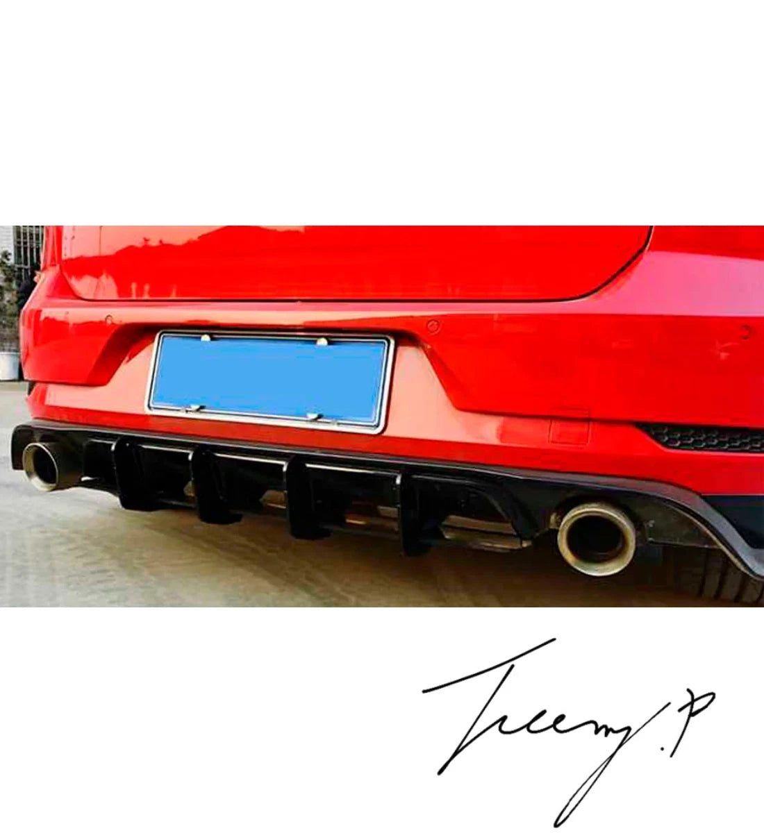 VW Golf GTI MK7.5 (2016-2020 ) Rear Bumper Diffuser Spoiler Blade Style Gloss Black