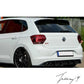 Gloss black rear bumper blade diffuser lip installed on a 2018-2022 Volkswagen Polo MK6 GTI (AW)
