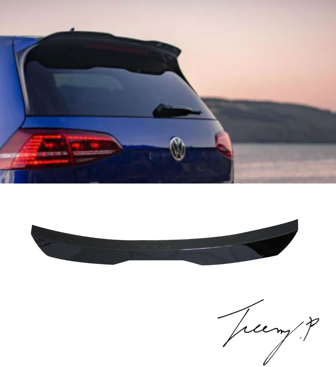 VW Golf MK6 MK7 (2008-2019) Injection Mold Type Roof Spoiler Lip Gloss Black