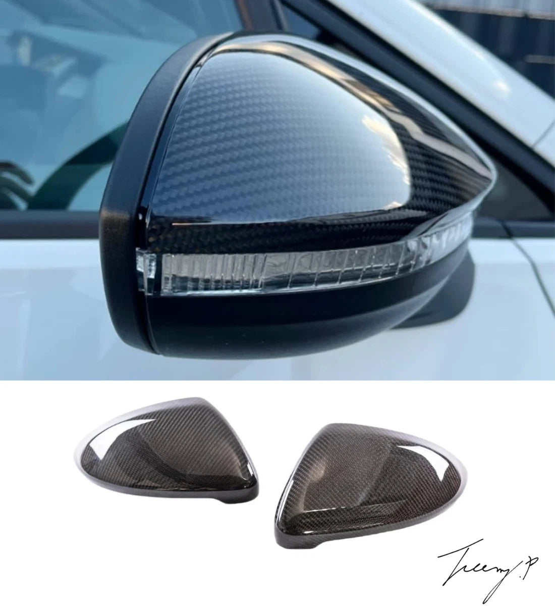 VW Golf 8 MK8 R GTI (2020–present) Carbon Fiber Effect Door Wing Mirror Cover