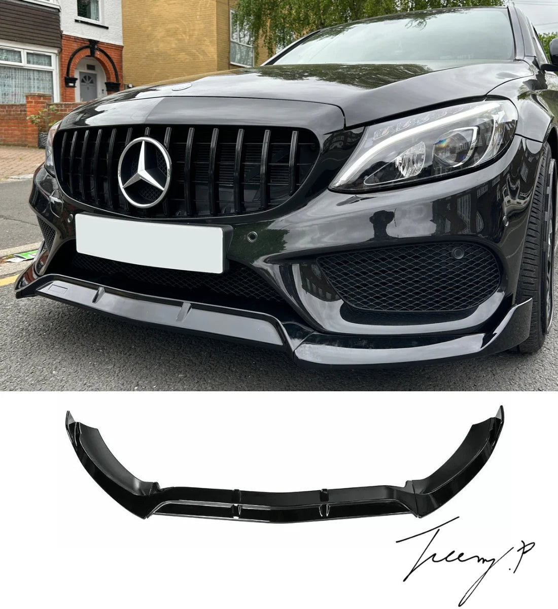 Mercedes C-Class W205 C205 (2014-2018) AMG Gloss Black Front Splitter Spoiler 