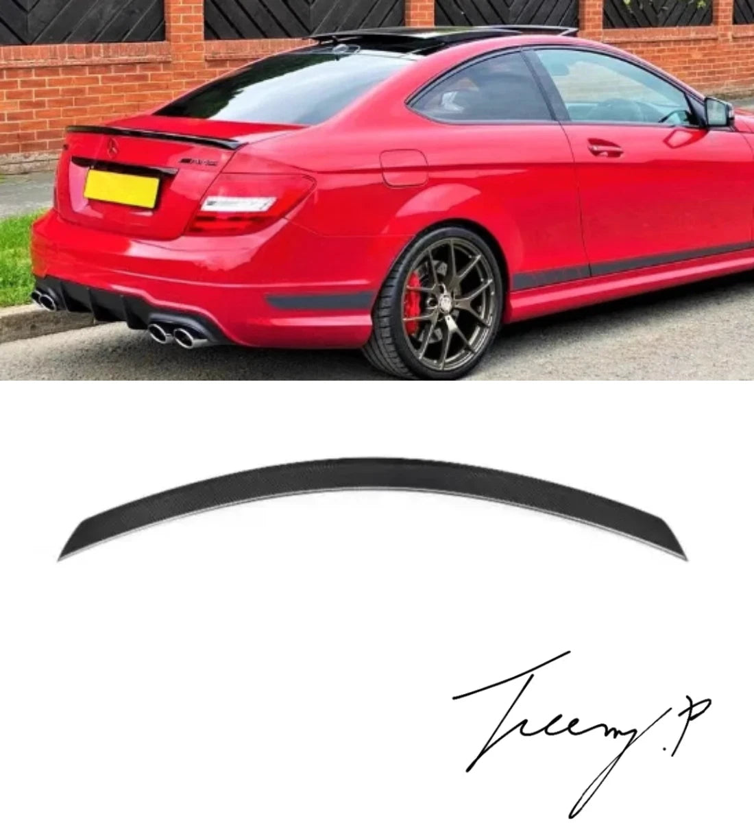 MERCEDES C CLASS COUPE W204 2011 - 2015 REAR CARBON LOOK BOOT SPOILER LIP WING