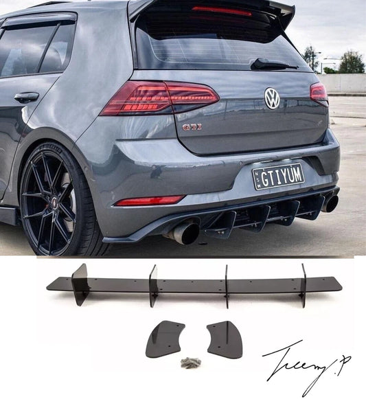 VW Golf GTI MK7.5 (2016-2020 ) Rear Bumper Diffuser Spoiler Blade Style Gloss Black