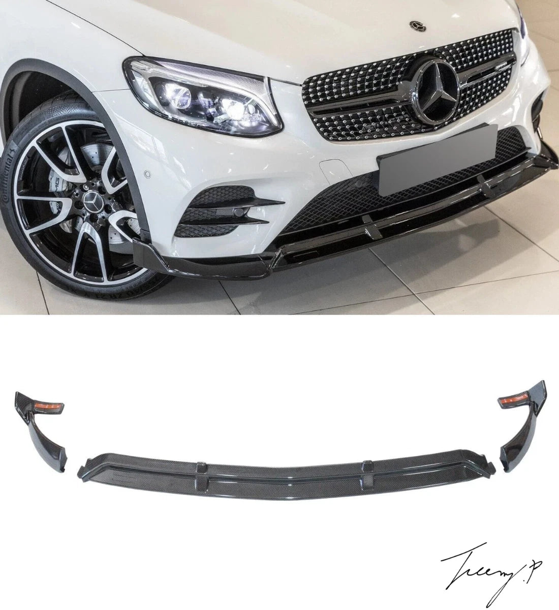Mercedes-Benz GLC X253 SUV 2015 - 2019 Gloss Carbon Effect Front Lip Splitter