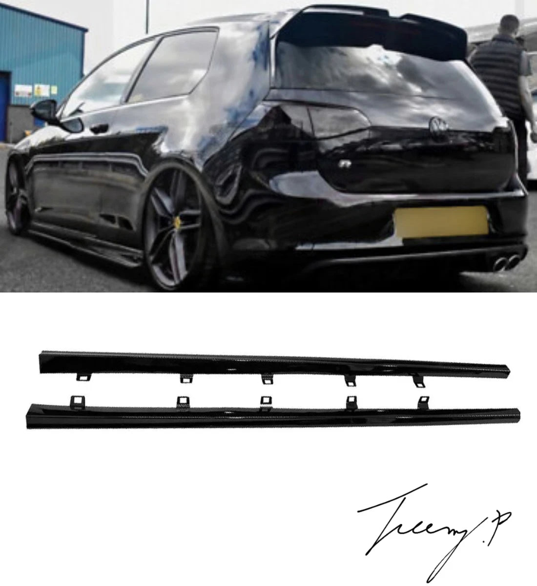Volkswagen Golf MK7 MK7.5 R Line (2013-2020) Side Skirt Extension Blade Gloss Black