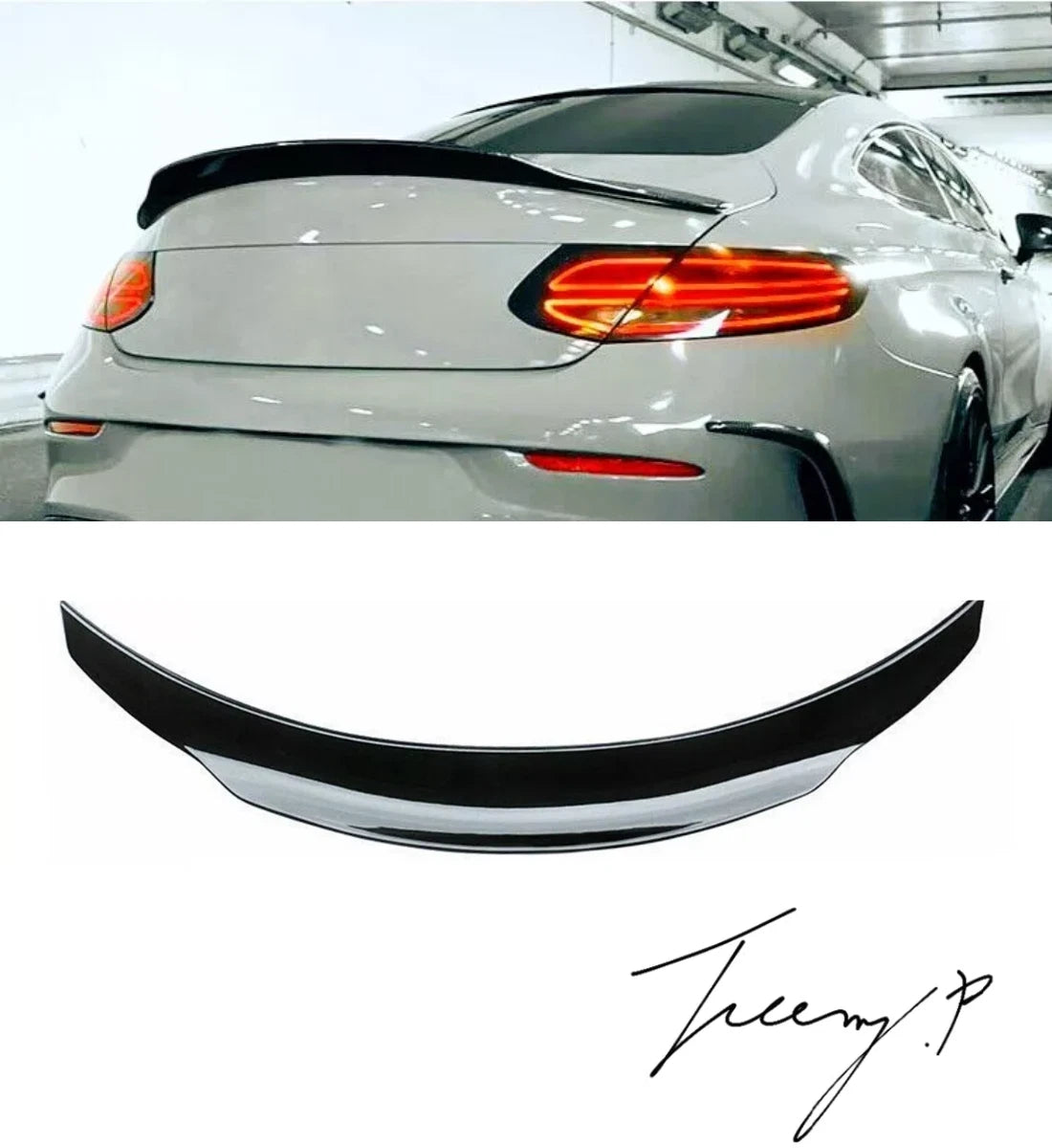 MERCEDES C CLASS COUPE W205 C205 2014 - 2021 GLOSS BLACK REAR DUCKTAIL PSM SPOILER