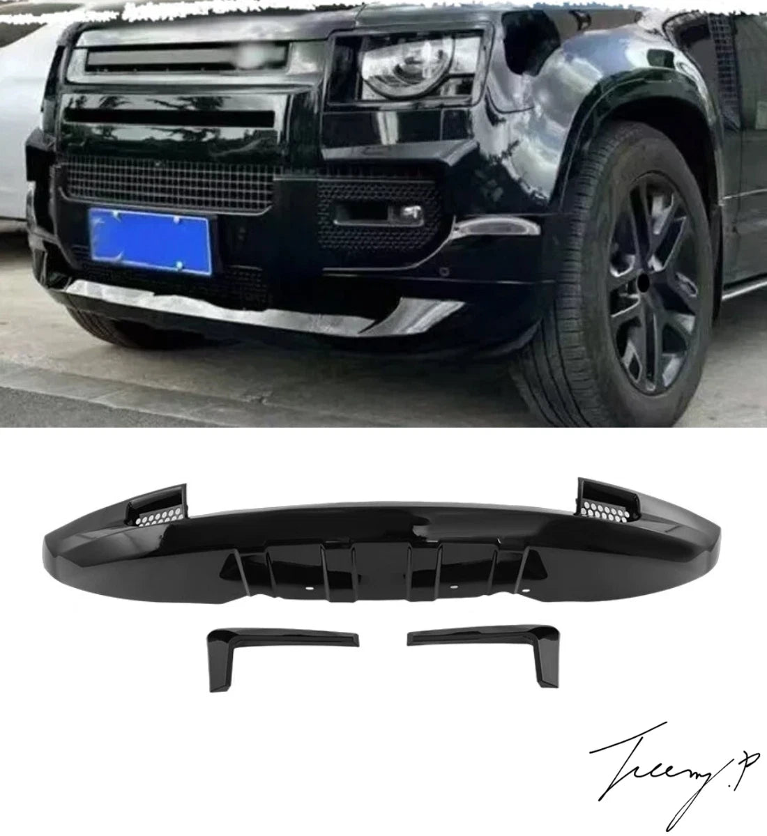 Land Rover Defender 90/110 L663 2020+ Gloss Black Front Bottom Splitter Lip