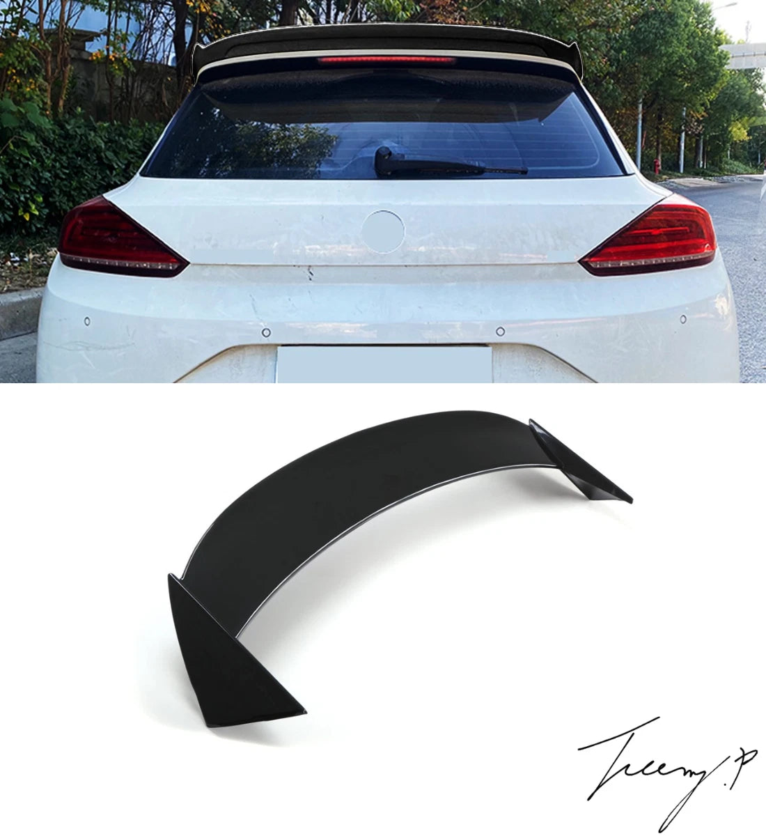 VW SCIROCCO 2015 - 2017 GLOSS BLACK REAR ROOF SPOILER LIP BODYKIT