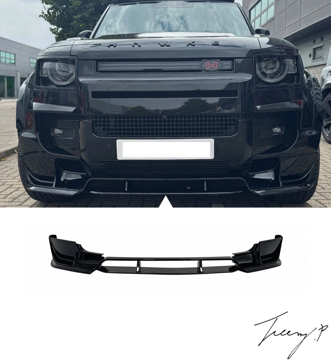 Land Rover Defender 110 L663 (2020+) Hawke Gloss Black Front Lip Splitter Apron