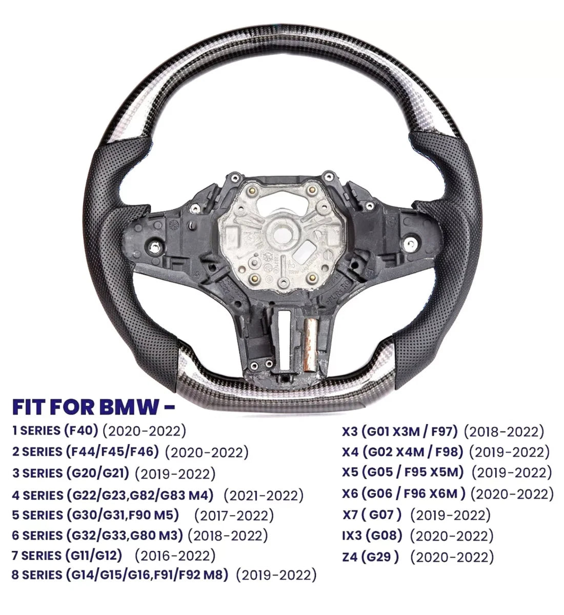 BMW G20 G30 G31 G01 G05 G06 G07 G80 2018-2024 Real Carbon Fiber Steering Wheel