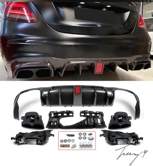 Mercedes E-Class W213/S213 (2016–2023) E63 Style Rear Diffuser with Carbon Look Tailpipes