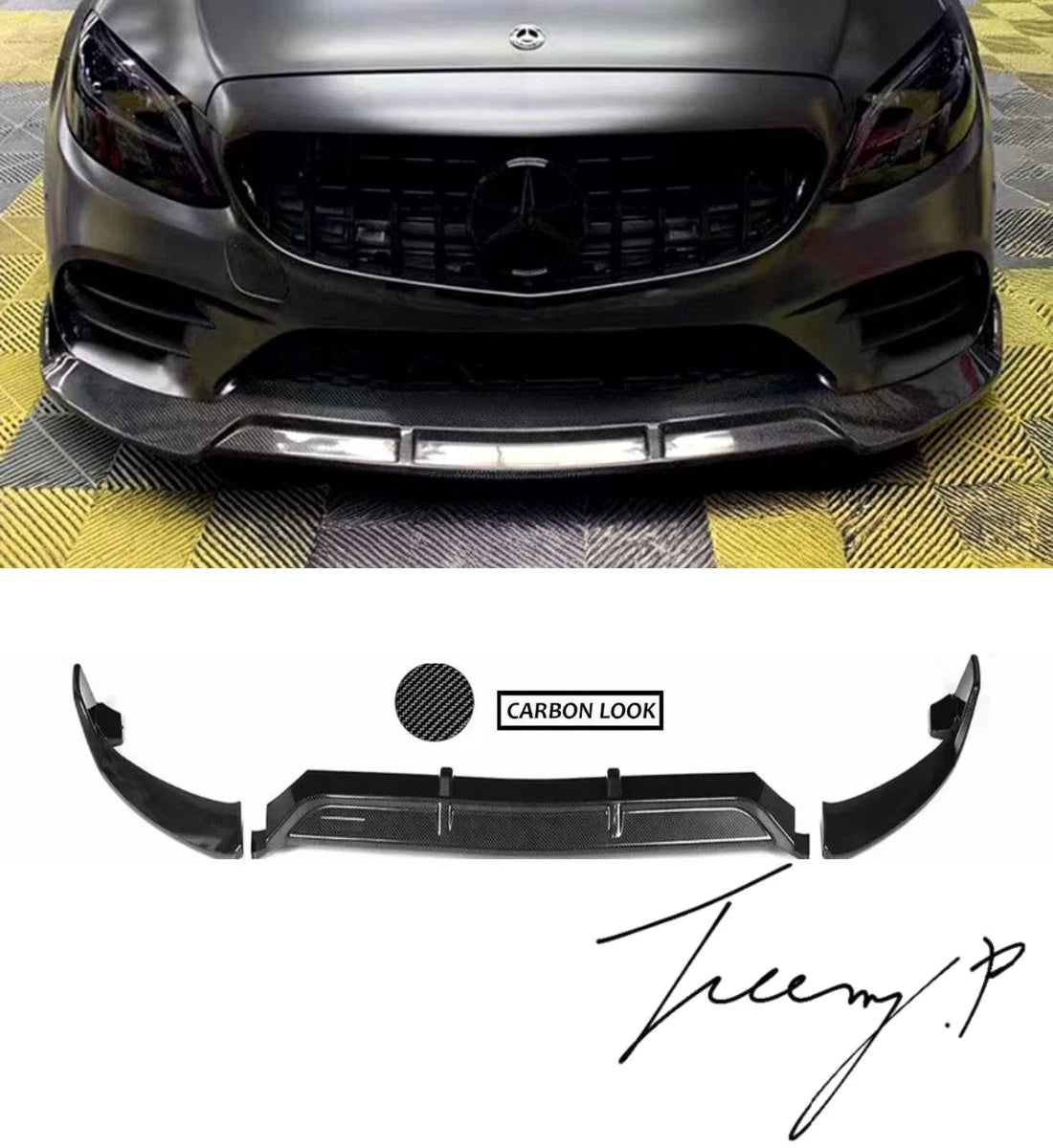 MERCEDES C CLASS AMG LINE C43 W205 2014 - 2018 BRABUS STYLE CARBON LOOK FRONT SPLITTER
