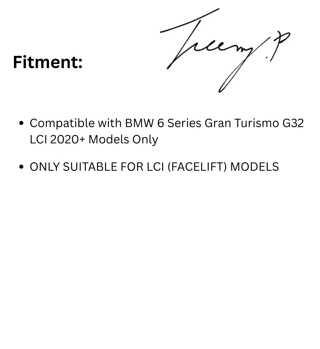 BMW 6 Series G32 GT LCI (2020+) Front Kidney Grilles Double Slat Gloss Black OEM
