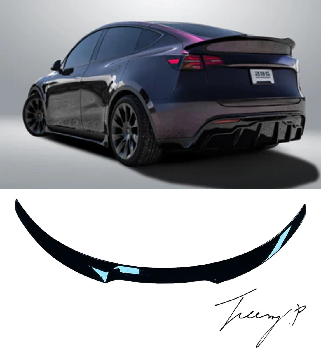 Tesla Model Y (2021+) Balde Style Rear Boot Spoiler Wings Trunk Lip Gloss Black